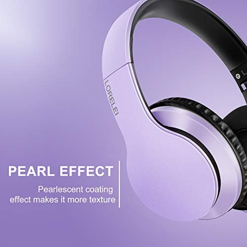 LORELEI X6 Casque supra-auriculaire filaire avec microphone, léger, pliable et portable avec basses stéréo sans nœuds de 1,45 m pour smartphone, tablette, MP3/4 (violet/noir)