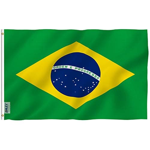 Anley Fly Breeze 3x5Pi Drapeau du Brésil-Couleur Vive Résistant aux UV-Tête en Toile/Double Couture-Drapeau Brésilien Polyester œillet en Laiton 3x5Pi