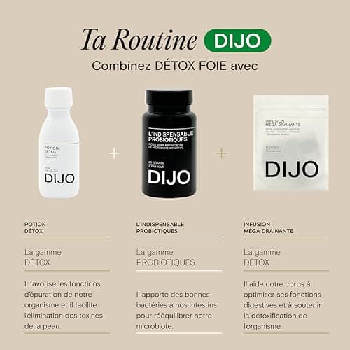 DIJO - Detox Foie - Draineur et Elimination de Toxines - Extrait de Chardon Marie, Romarin, Desmodium et Chrysantellum - 50 Gélules Gastro-Résistantes - Végan - Fabriqué en France