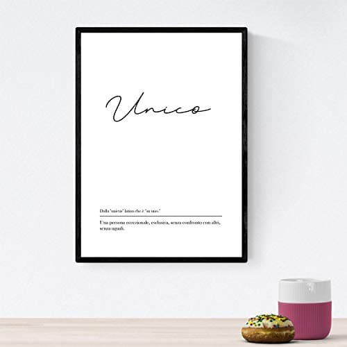 Nacnic le film avec la définition de mots en italien. Poster « Unico » des mots avec les définitions. format A3 ENCADRES