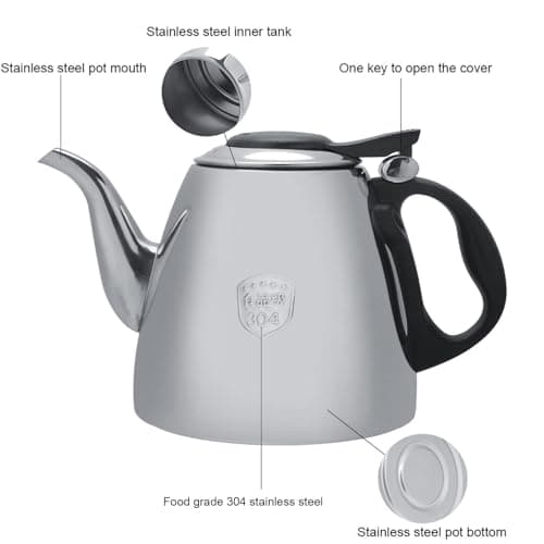 Théière, Petite Théière En Acier Inoxydable, Bouilloire à Col De Cygne, Théière Tovetop, Chauffe-eau Chaude, Bouilloire à Café Pour Cuisinière, Plaque à Induction(1.2L)