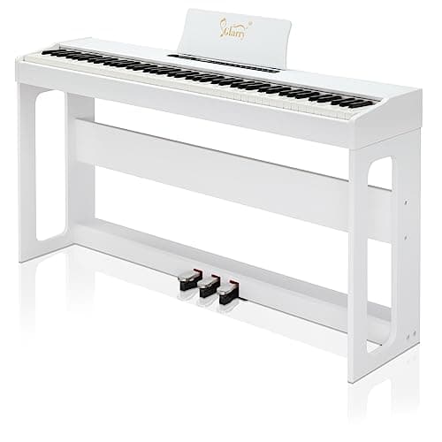 GLARRY Piano Électrique Numérique 88 avec Toucher Lourd, 128 Rythmes et Tonalités, 3 Pédales Professionnelles, 2 Haut-Parleurs Stéréo de 10 W, Prise en Charge MIDI-USB und Audio Bluetooth (Blanc)