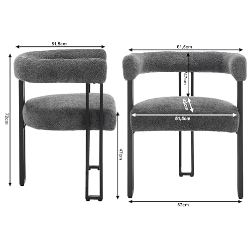 WOLTU Lot de 4 Chaises de Salle à Manger, Chaise Cuisine en Chenille, Chaise Salon avec Pieds en Métal, Fauteuil Chambre, Siège Rembourré, Chaise Moderne, Gris Foncé, EZS25dgr-4