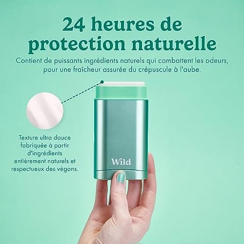 Wild - Déodorant Naturel Rechargeable - Sans Aluminium - Etui Aqua avec Lot Varié de Recharge (3 x 40g) - Comprend Fresh Cotton & Sea Salt, Jasmine & Mandarin et Coconut & Vanilla - Végan