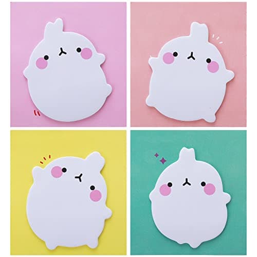 cobee Lot de 8 notes auto adhésives avec des animaux mignons Kawaii Lapin Bloc notes de dessin animé Bloc notes Marqueurs Drapeaux Étudiants Bureau à domicile Colocataires Cadeaux Onglet 160 feuilles