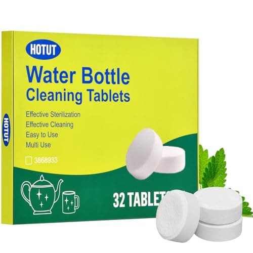 HOTUT Tablettes de Nettoyage pour Bouteilles, 32 Pièces Pastilles de Nettoyage Facile et Pratique, pour Tasses à Café/Eau/Boissons, pour Bouteilles en Acier Inoxydable/Plastique/Céramique/Verre