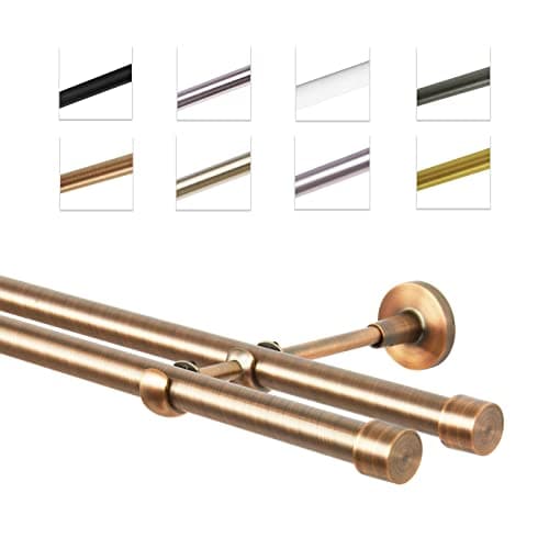 MDEKOR Tringle à rideaux 480 cm double tringle à rideaux pour montage mural cuivre en métal | Set de tringles à rideaux Ø 19 mm