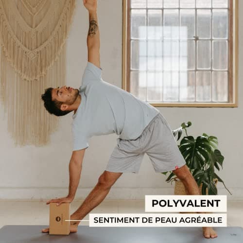 Lotuscrafts bloc de yoga en liège Supra Grip - fabriqué écologiquement - bloc de yoga en liège naturel - bloc en liège pour yoga et pilates - bloc de yoga pour débutants et avancés - Large
