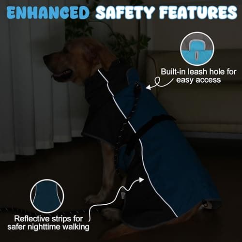 Veste Imperméable pour Chien, Réfléchissantes d'hiver Manteau Chaud pour Chien avec Doublure Polaire pour Chiens de Petite à Grande Taille Camping et Randonnée en Extérieur par Temps Froid