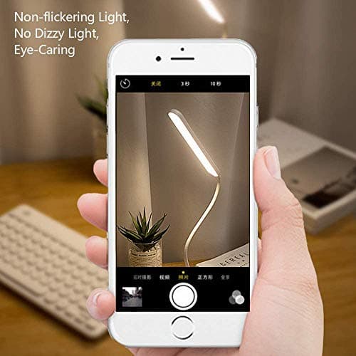 MAYTHANK Lampe de Bureau LED Sans fil Rechargeable USB Batterie 2000mah, Tactile Dimmable Intensité 3 Couleurs Modes, Portable Lampe Lecture Livre Pile de Table Enfant Chambre Chevet
