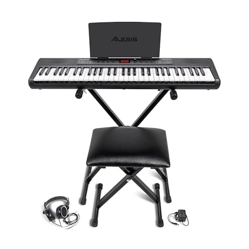 Alesis Melody 61 MK4 Clavier Piano 61 Touches avec Accessoires | Portable, 300 Sons, Modes Split/Layer, Inclus Cours, Stand, Banquette, Microphone et Casque, pour Débutants