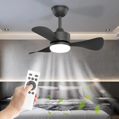 Mefine 71cm Ventilateur Plafond avec Lumiere Silencieux, Petit Ventilateur Plafond avec Telecommande et Réversible DC Moteur, LED Lampe Ventilateur Plafond pour Chambre Salon Cuisine, 6 Vitesses
