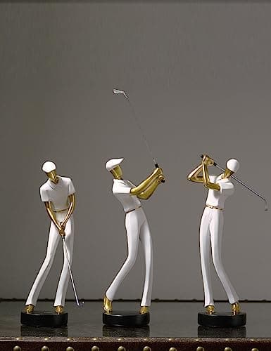 Amoy-Art Golfeur Figurine Statue Golf Arts Décor Moderne Cadeau Sculpture Maison Décoration Résine Blanc 24cm