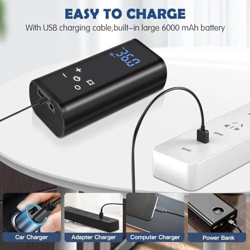 YUGUANG Gonfleur de Pneu Compresseur d'air Portable Pompe à air pour Voiture, 6000mAh Compresseur d'air électrique de Pompe à air sans Fil 150 PSI avec écran Tactile/éclairage pour Moto Auto Vélo.