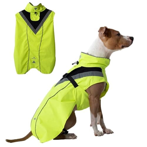 DOGOPAL Imperméable Chien - Manteaux Imperméables Légers & Confortables pour Chiens de Petite, Moyenne et Grande Taille - Manteau à Surface Réfléchissante avec Ouverture Harnais - (Jaune, XXL)
