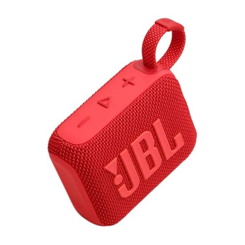 JBL GO 4, Enceinte Bluetooth ultra-portable, son JBL Pro, basses percutantes, 7 heures d'autonomie, fonction Playtime Boost, résistante à l'eau et à la poussière IP67, en rouge