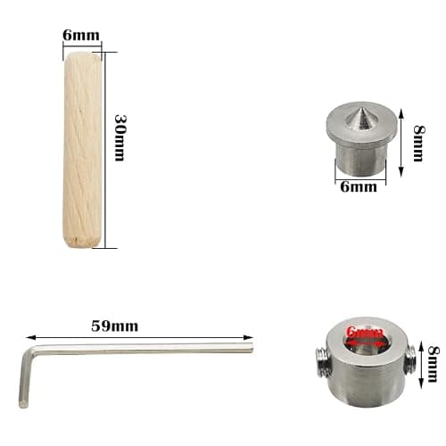 Cheville en Bois, CESFONJER 6mm Assortiment de Tourillon Bois, 100 pcs Tourillon Bois, 2 pcs Pointe de Centrage et 1 pcs Butée de Profondeur, pour Artisanat, Bricolage, Travail du Bois