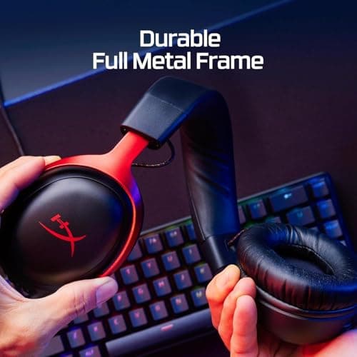 HyperX Cloud III – Casque de Gaming Filaire, PC, PS5, Xbox Series X|S, DTS, Mousse à mémoire de Forme, Microphone au Son cristallin de 10 mm, avec Suppression du Bruit, USB-C, USB-A, 3.5mm – Noir