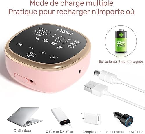 NCVI Tire Lait Electrique, Tire Lait Électrique Double, 4 Modes et 9 Niveaux, Pompe d'allaitement Électrique Portable, Bride de 21/24/28/32mm