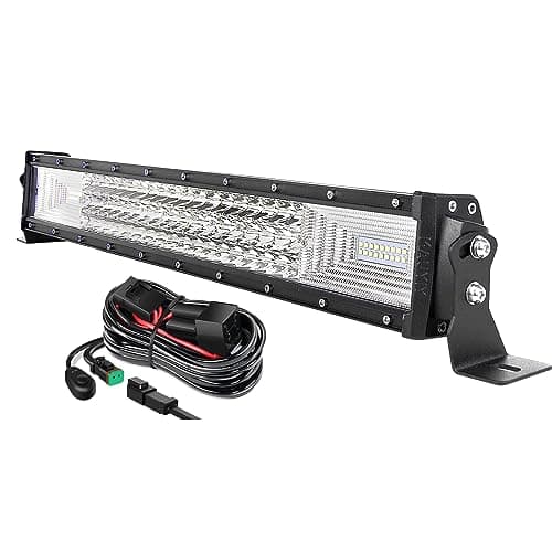 AUXTINGS Barre de rampe à LEDs Droit de 56cm 270W, 3 rangées de Feux de Travail à LEDs étanches 12V Feu de Brouillard à LEDs avec DT câblage pour Voiture, Camion, Tracteur, SUV, IP67