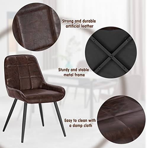 WOLTU Lot de 6 Chaises de Salle à Manger, Chaises Relaxantes en Simili Cuir, Chaises Scandinaves Ergonomiques avec Dossier pour Salon, Salle de séjour, Cuisine, Chambre, Marron foncé, BH332dbr-6