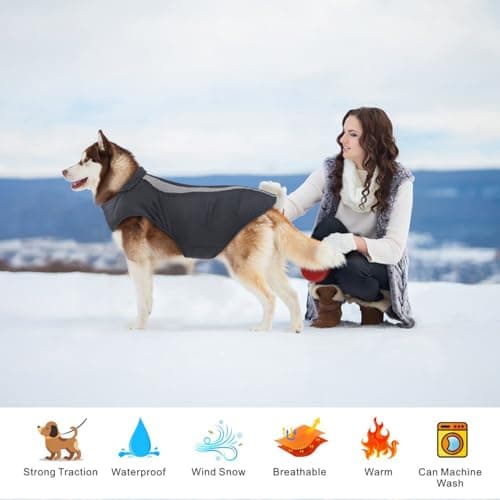 Idepet Chien Manteau Hiver imperméable Chaud Gilet vêtements réfléchissante Sangle Patchwork rembourré Veste à Capuche pour Petit Moyen Gros Chiens