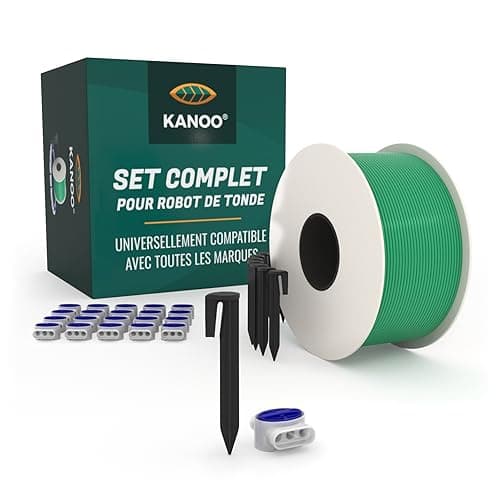 kanoo® Kit d'installation avec câble Robot Tondeuse + Piquet de Fixation pour Jardin + connecteurs de câble | pour Installation du câble de délimitation Robot Tondeuse dans Un Jardin