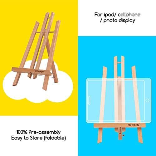 MEEDEN 12PCS 40cm Chevalet de Table, Chevalet Peinture en Hêtre Bois, Affichage de Chevalet Pour Enfant, Adulte, Artiste, Garder la toile en dessous de 35 cm
