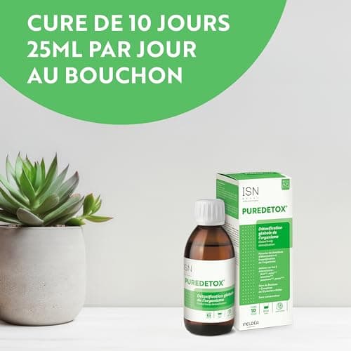 ISN - Puredetox® - Elimination des toxines - Action globale et ciblée sur les 5 émonctoires - Sans Sucre - Sans Gluten - Cure 10 jours