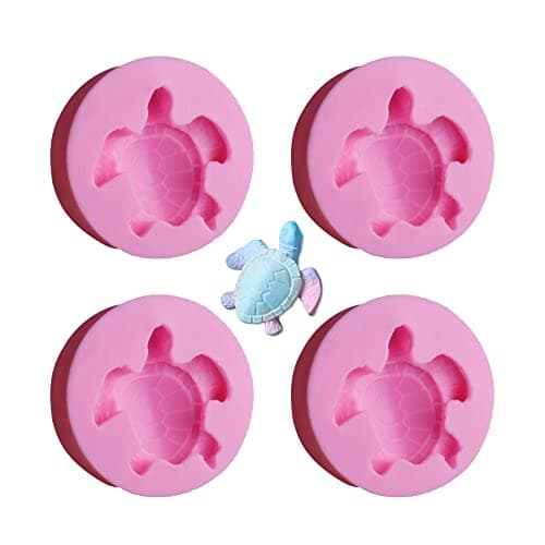 4 Pièces Moule Silicone Tortue Moules À Fondant Animaux Moulle Silicone Patisserie 3D Animal Tortue Silicone 3D Moules de Cuisson pour Décorer des Gelée Chocolat Gâteaux Bonbons