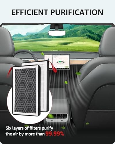 BASENOR Tesla Model 3 Model Y filtre à air de cabine HEPA filtre de remplacement charbon actif Tesla accessoires ensemble de 2 2019-2024