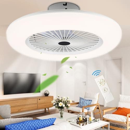 Jopassy Ventilateur de plafond, éclairage 80W, lampadaire LED Ø55cm Lustrateur, avec ventilateur et télécommande, température 3 vitesses et 3 couleurs