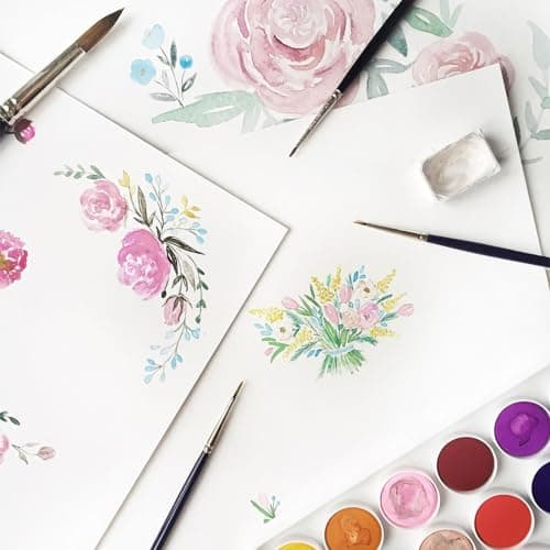 Stationery Island Papier Aquarelle A4, 30 Feuilles Carnet Aquarelle 300g. Bloc Aquarelle Papier A4, Premium Double Texture. Papier Pour Aquarelle, Dessin Et Croquis. Bloc aquarelle dessin