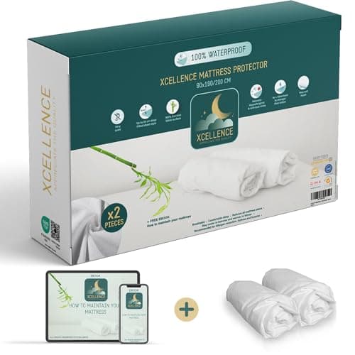 Lot de 2 Protege Matelas 90x190 / 200 cm - Alese Enfant Impermeable Silencieuse - Respirante - 100% Bambou - Hauteur 35-30cm - Naturellement Anti Acarien et Anti Bacterien - Forme Drap Housse