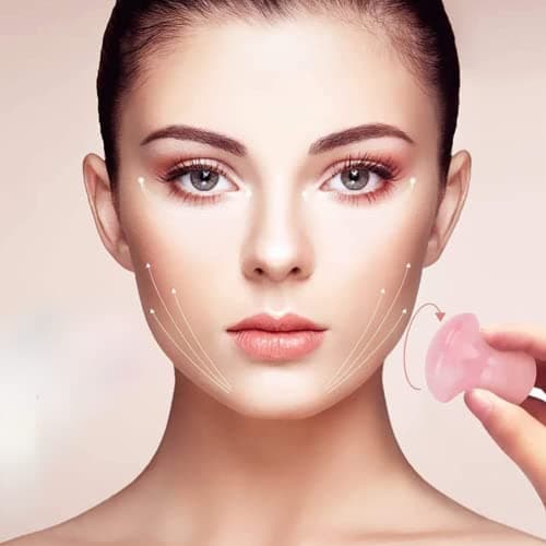 Tyenaza Piedra Masaje, Gua Sha Rosenquarz, Outil de Massage au Quartz d'aventurin Naturel pour Le Visage et Les Yeux, Enlever pour Les Rides et Le Spa Relaxant