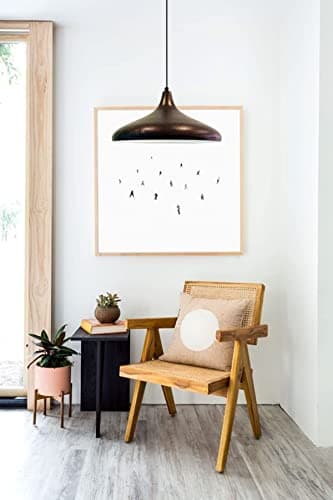 bamyum Teuton Champion Suspension Luminaire Vintage, Lustre Salon de 35 cm, Lustre Cuisine en Métal, Lampe E27 Vintage pour Chambre, Suspension Luminaire pour Salle à Manger, Couloir, Ton Cuivré