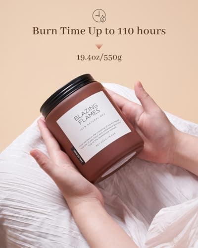 M&SENSE Bougie parfumée Flammes Ardentes Senteur feu de bois, patchouli et bois de cèdre Grande bougie en soja naturel de 550g Brûlage de 110 heures Cadeau de bougie d'aromathérapie
