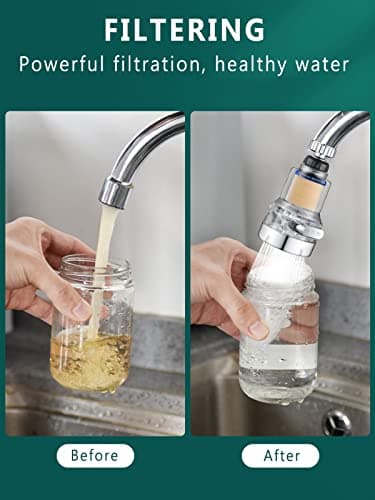 Acdolf Filtre à Eau du Robinet, Filtre à Robinet Rotatif à 360°, Purificateur d'eau de Robinet de Cuisine et Salle de Bains, 3 Modes de Fonctionnement