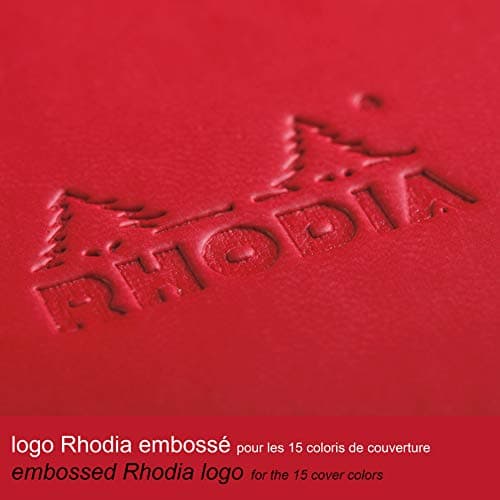 RHODIA 118753C - Carnet Rigide Coquelicot - A5 14,8 x 21 cm - Ligné - 192 pages - Papier Clairefontaine Ivoire 90 g/m2 - Marque-Page, Fermeture Élastique - Couverture Simili Cuir