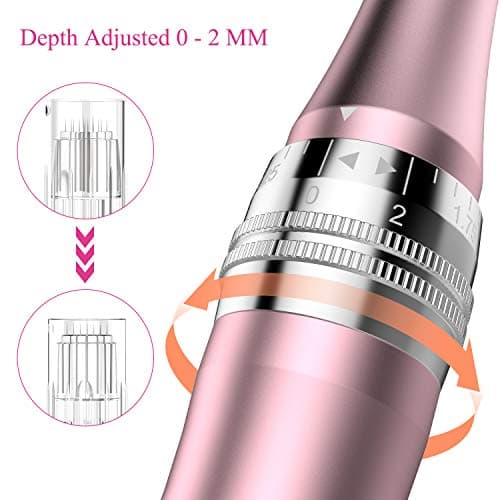 PELCAS Microneedling pour Visage, Dermapen Microneedling Professionnel avec 12 Aiguilles et 3 Vitesses - Soins Visage/Cou/Contour des Yeux, 0-2mm Stylo Microneedling