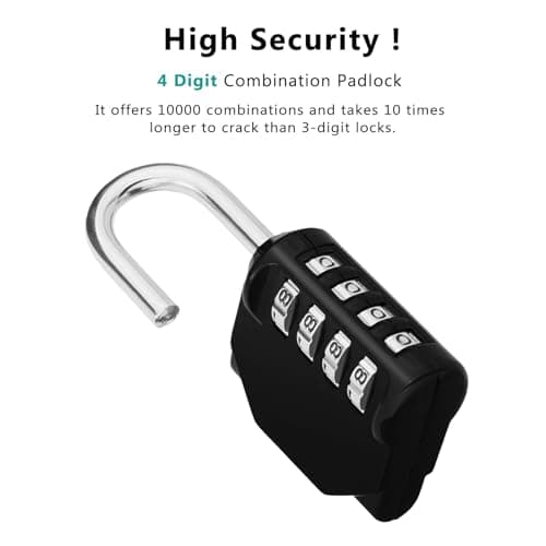 ZHEGE Cadenas Code 4 Chiffres, Cadenas a Code Pour Casier Vestiaire Sport, College, Scolaire, Cadna avec Code Exterieur Pour Portail, Abri de Jardin, Noir