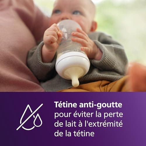 Philips Avent Lot de 2 biberons à Réponse Naturelle de 260 ml, sans BPA, pour les bébés de 1 mois et + (modèle SCY903/02)