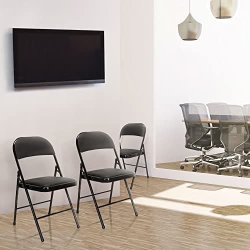 hjh OFFICE Chaise Pliante rembourrée en Cuir synthétique TUDELA Chaise Visiteur, Charge maximale 130 kg, Noir 803000