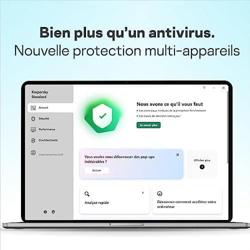 Kaspersky Standard Anti-Virus 2024 | 1 appareil | 1 an | Sécurité Avancée | Protection bancaire | Optimisation des performances | PC/Mac/Mobile | Code d'activation par email