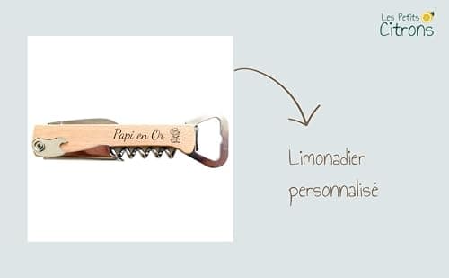 Cadeau Saint-Valentin pour Couple: Limonadier Personnalisé avec Ouvre-Bouteille, Couteau, Tire-Bouchon - Idée Originale pour Amoureux, Anniversaire, EVG, Fête des Pères.
