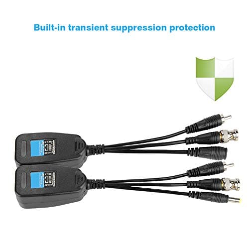 Sonew 2pcsVedio Balun Réseau émetteur HD CVI TVI AHD Puissance Passive Vidéo Audio Balun Émetteur-Récepteur Installation Facile