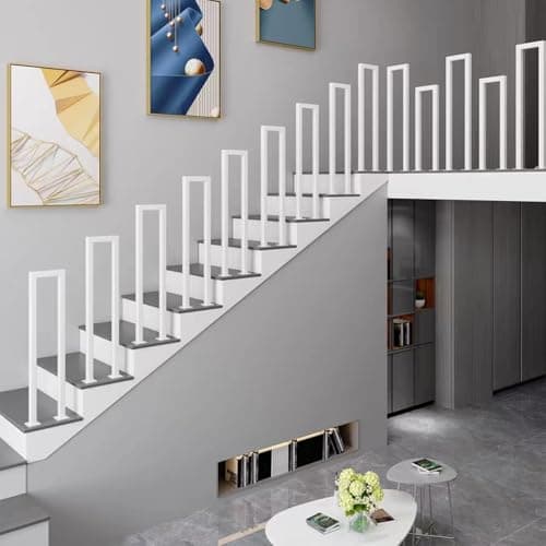 Rampe d'escalier intérieure en forme de U, main courante pour escaliers extérieurs, rambarde escalier intérieur, 35 à 110 cm, garde corps escalier en fer forgé (blanc a, 35 cm)