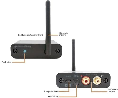 Audioengine B1 Récepteur Bluetooth avec 5.0 aptX HD - Portée étendue et DAC 24 Bits Haute fidélité Systèmes Audio sans Fil et en Streaming