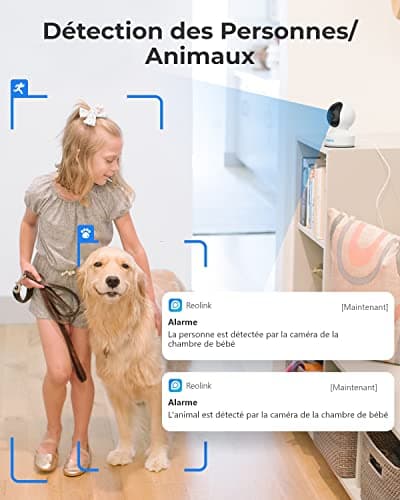 Reolink 4MP Pan Tilt Caméra Surveillance WiFi Interieure, WiFi 2,4GHz/5GHz, Détection de Personne/Animaux & Alertes, Audio Bidirectionnel, Caméra Bébé/Animal, Stockage en Cloud, E1 Pro(Paquet de 2)