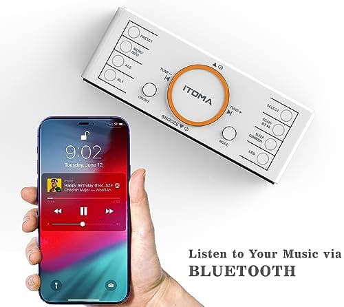 iTOMA Réveil Radio Dab et FM avec 40 presets, Bluetooth, Double Alarme, minuterie de Sommeil, contrôle de Gradation, Chargeur USB et Prise Casque 728